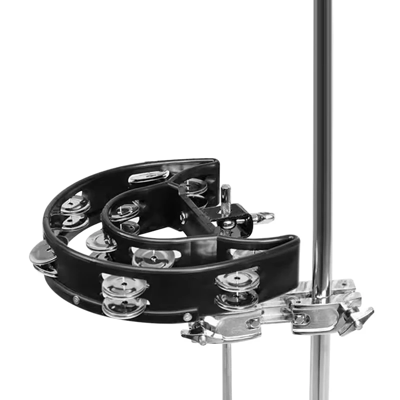 Drum Set Double Row Rattle, Clip-On Hi-Hat Bell Stand, Extended Hand Bell, Jazz Drum Double Row Hand Bell Durable