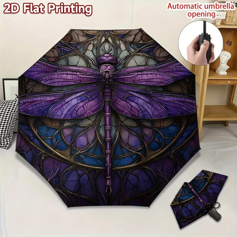 

Женский зонт-трость с витражным рисунком в виде бабочки-цветочницы, 1 шт. – готический, фиолетово-синий, ветрозащитный, 8-спицевый, компактный, для путешествий, с подсветкой