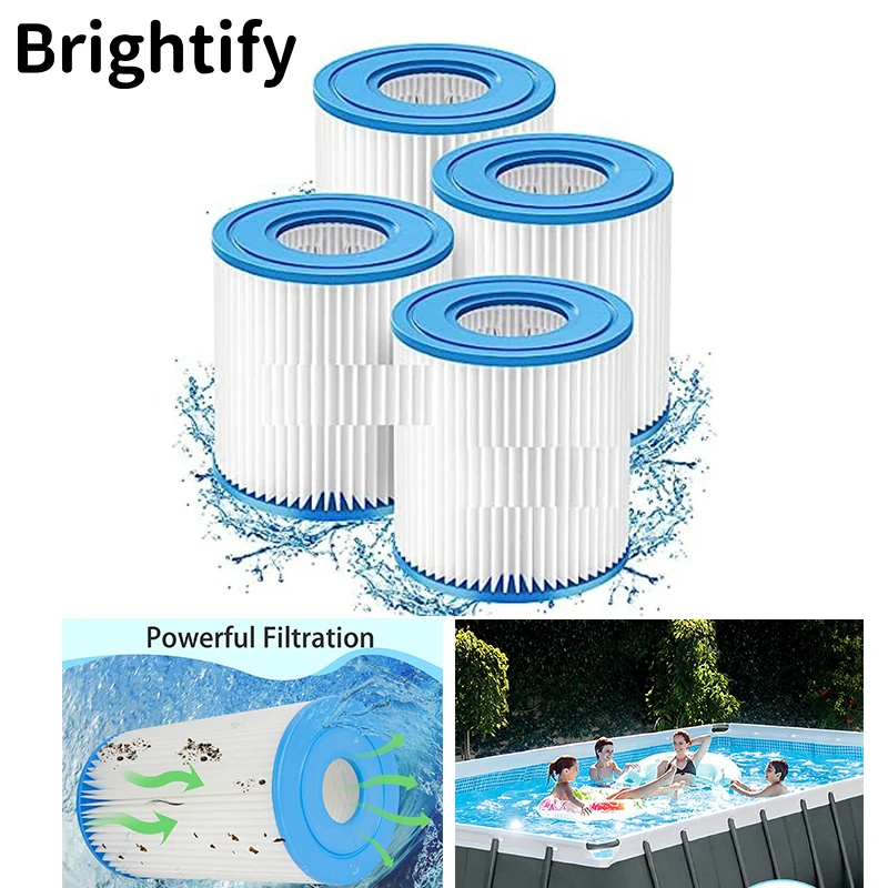 

Brightify 4pcs Swimming Pool Filters Cartridge Replacement For Intex 330 GPH Above Ground Pool Pump Model Type H 29007E Quality