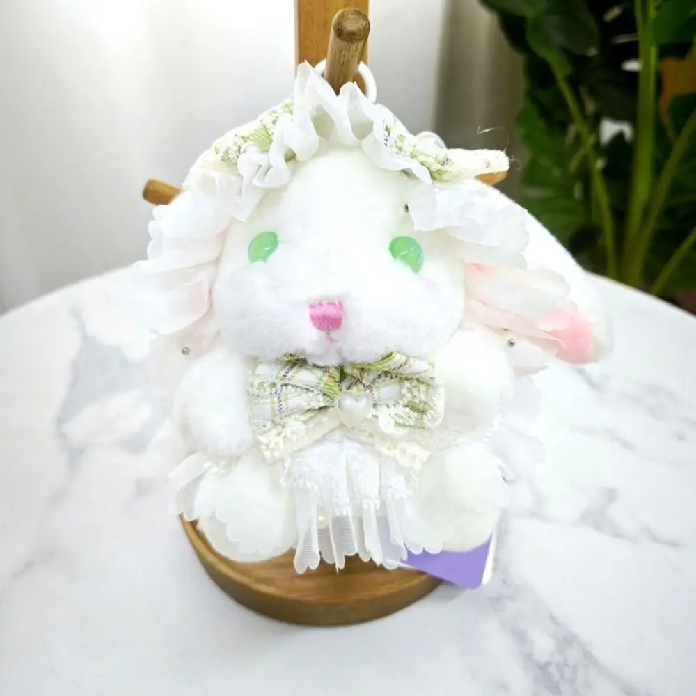 Prinses pareljurk pluche konijn sleutelhanger gevuld cartoon konijn pop sleutelhanger Kawaii zachte hangende oor konijn hanger