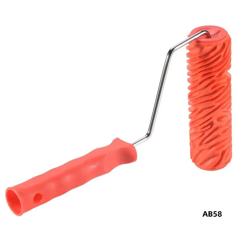7Inch Embossed Zebra Stripe Painting Roller With Handle For Wall Decoration