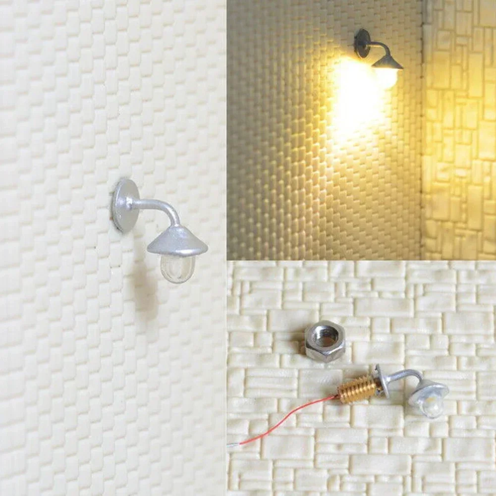 10-częściowy model kinkietów Lampy uliczne LED 1-płomień do domów H0 Zestaw do budowania modeli Dekoracje ogrodowe Lampy ścienne Akcesoria do modeli