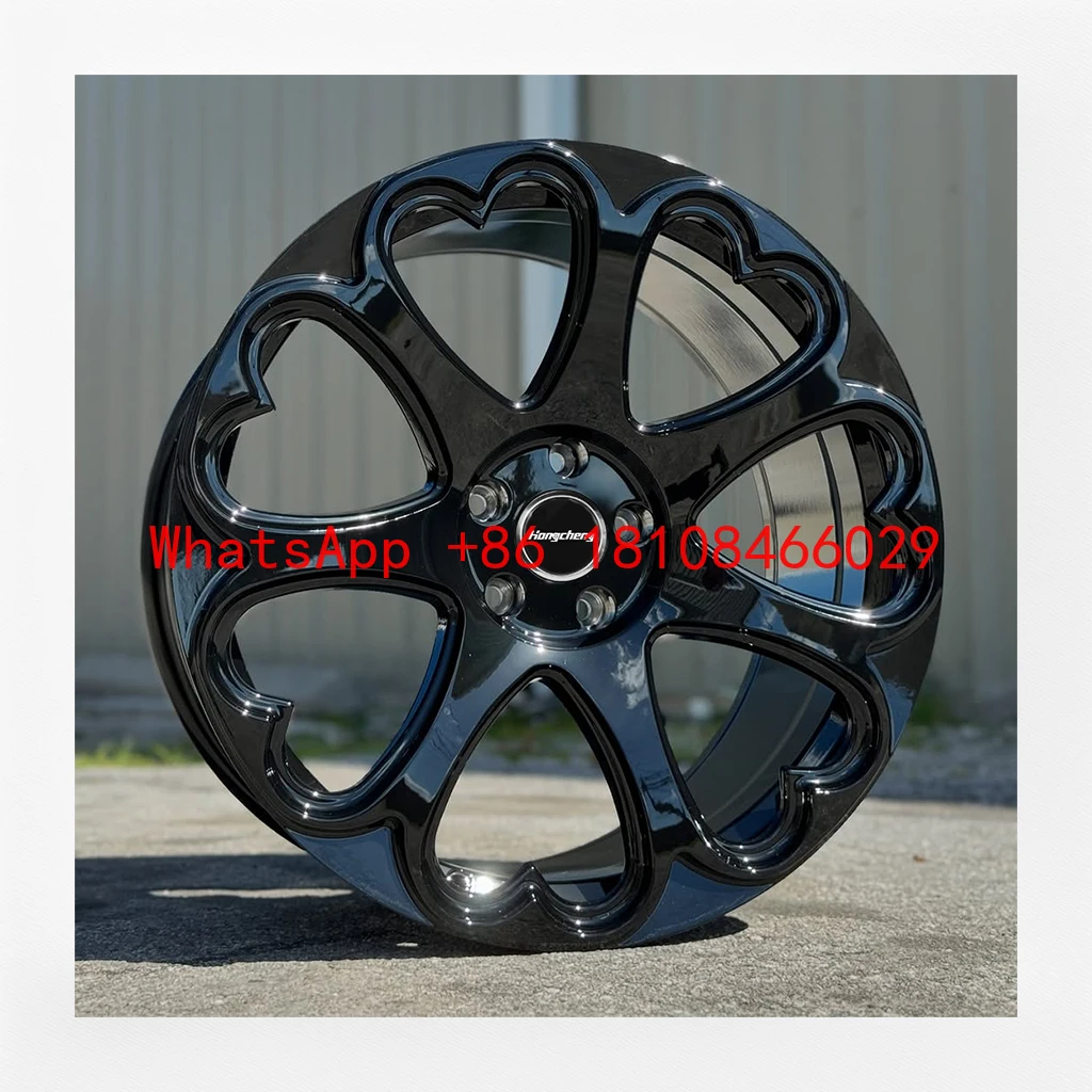 

Custom Black Heart Shaped 7 Spoke Car Wheel Rims Passenger Car Wheels Forged Alloy Wheels 5*112 19 Inch