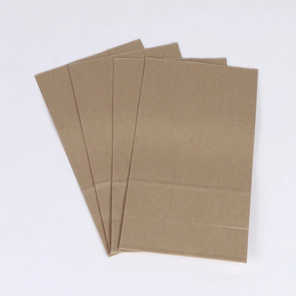 

100Pcs Kraft Paper Bag Food Packaging No Grease Leak Sturdy Structure Safe for Snacks and Deep Fry Foods Yellow