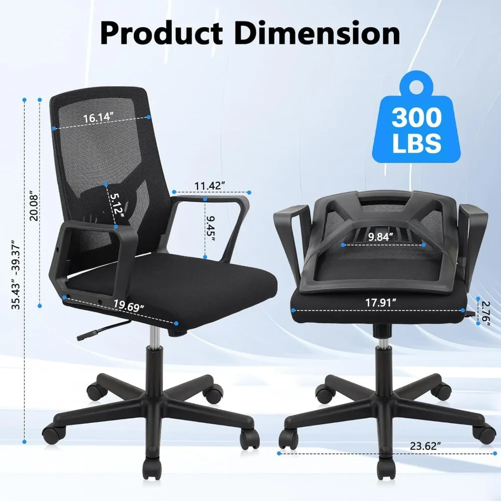 كرسي مكتب قابل للطي بعجلات، كراسي مكتب شبكية مريحة بارتفاع قابل للتعديل، كرسي مكتب خلفي قابل للطي للمنزل