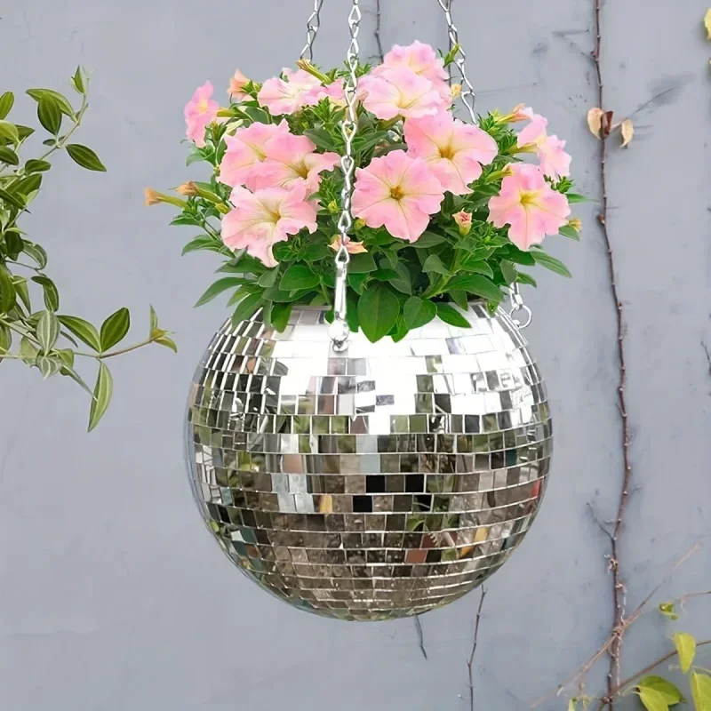 yesunique-handcrafted-bohemian-inspired-hanging-disco-mirror-ball-planter-self-watering-space-saving-stylish-home-decor-for
