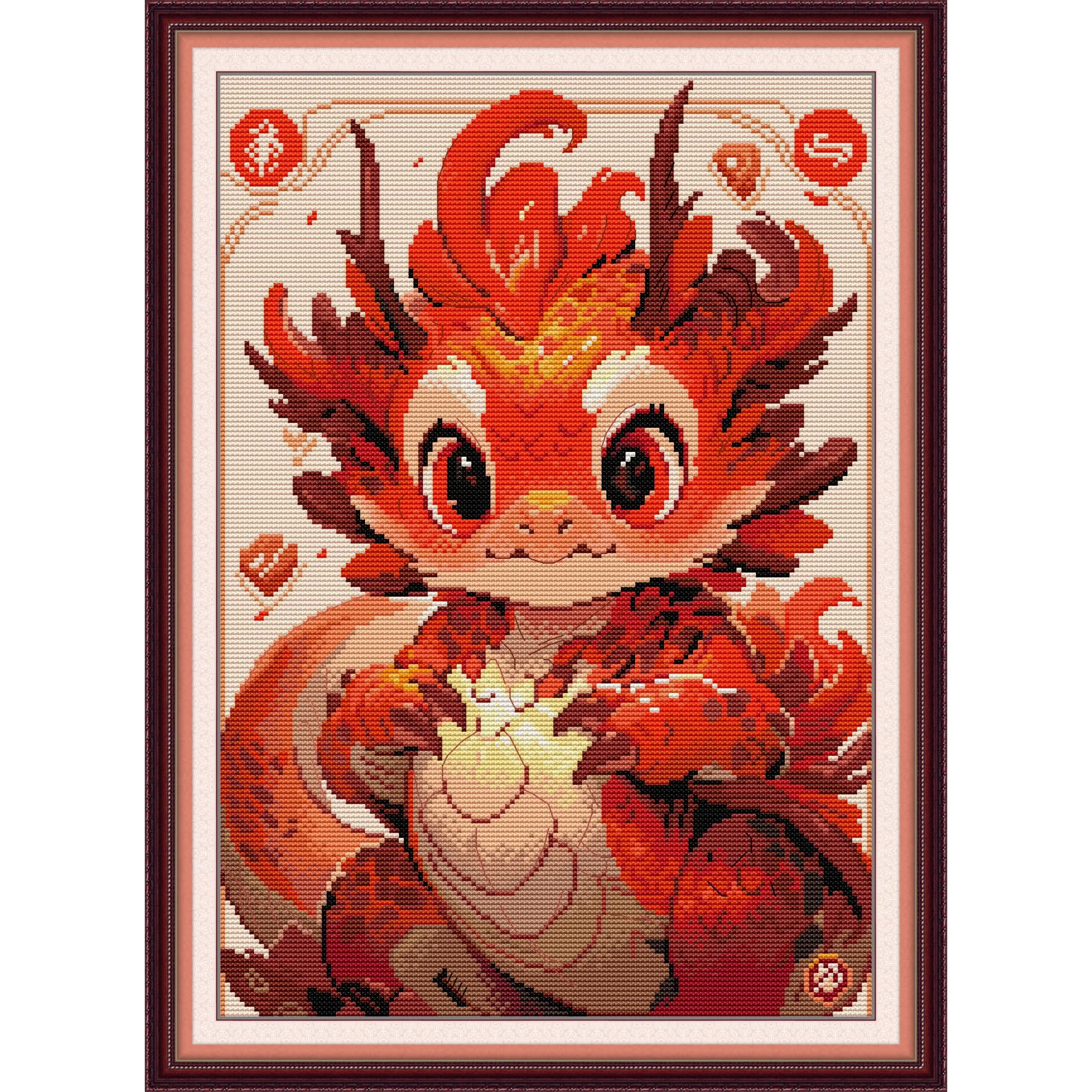 مجموعة غرز متقاطعة مطبوعة مسبقًا من Soulgift News، قماش عايدة مختوم مع خيوط DMC، طقم تطريز - Dragon 2 #1