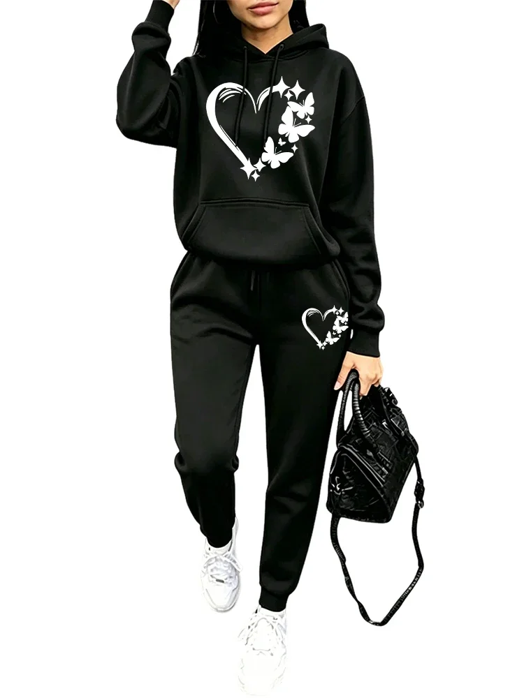 2026 New Fashion Women's Tracksuit Hoodies and Sweatpants Autumn Winter Daily Casual Sports Pullover Set Outdoor Jogging Outfits view 5