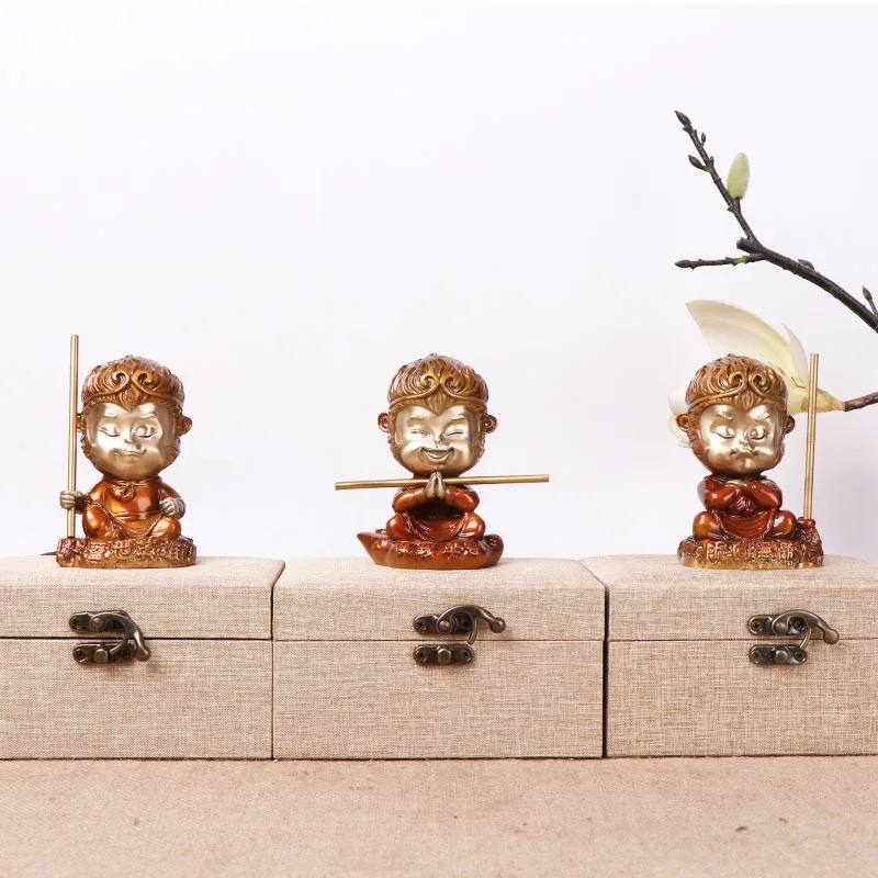 Car-mounted , Great Sage, Burnt-colored Bronze Sitting Sun Wukong, -Not-Three-Headed Monkey, Decorative Figurine