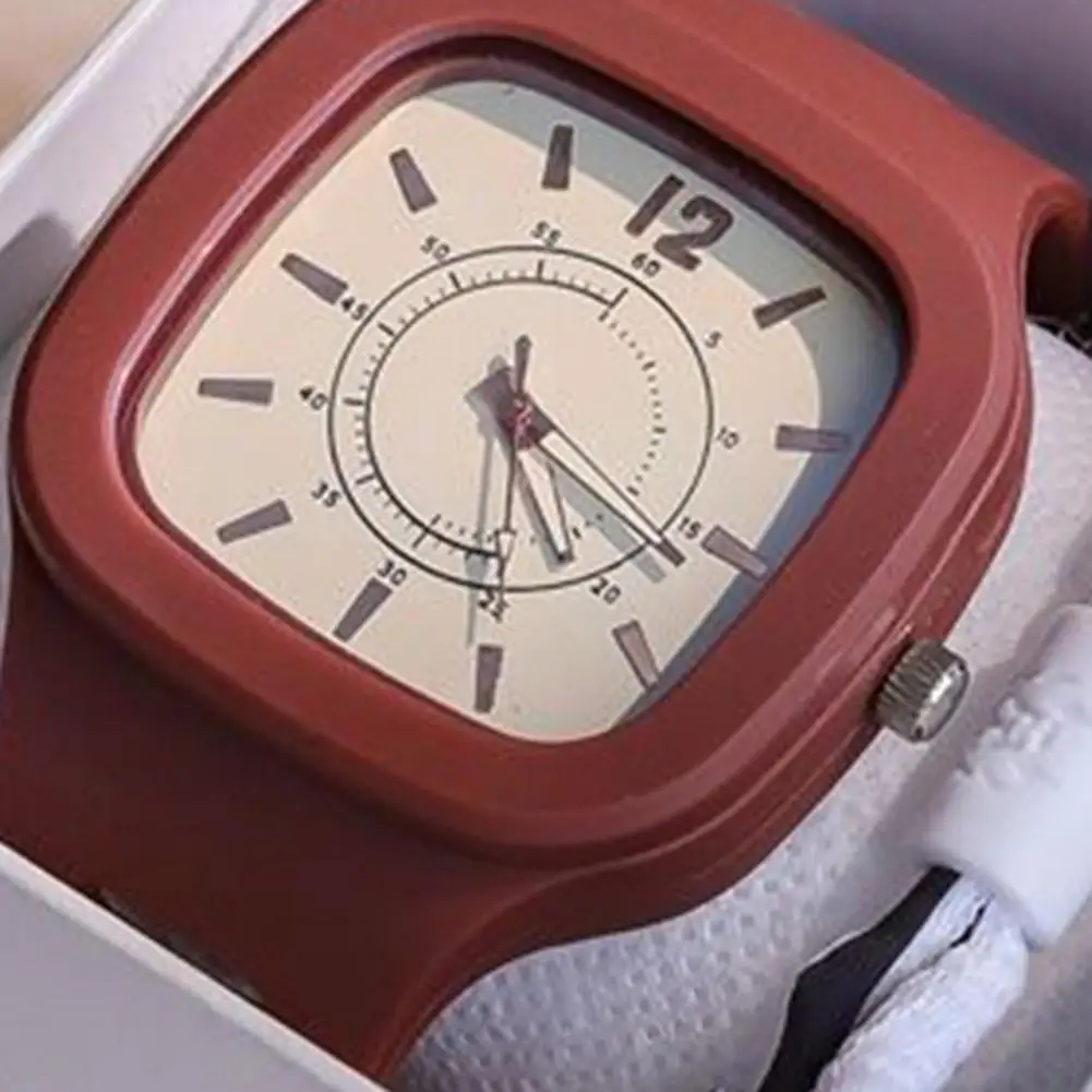 Women Watch Japanese Style Adjustable Plastic Strap Square Dial Quartz Timepiece Student Anolog Watch Daily Travel Wristwatch