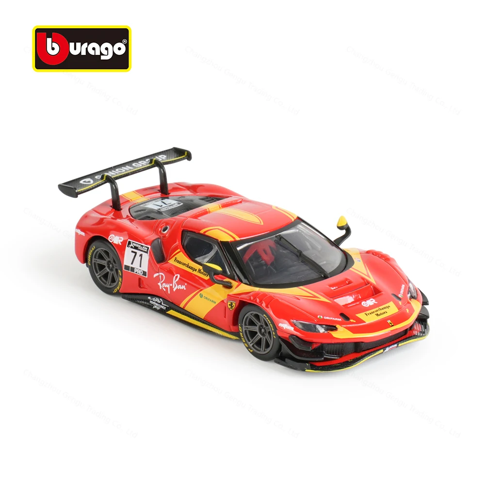 

Bburago 1:43 Ferrari 296 GT3 статические литые автомобили, Коллекционная модель гоночного автомобиля, игрушки