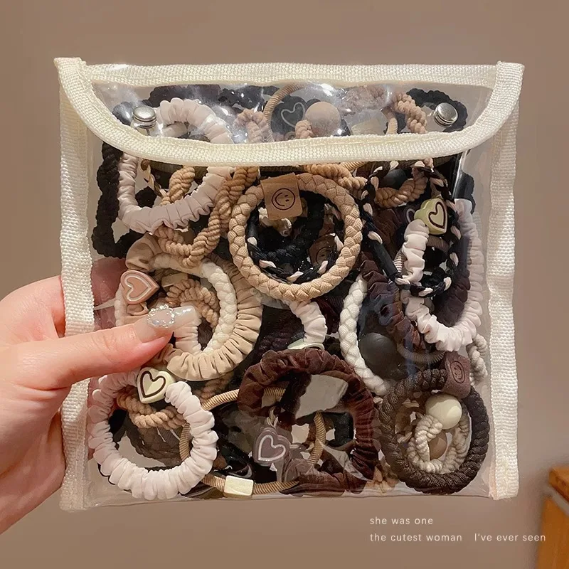 Coffee Color Cute Rope Hair Band Female Hair Tie Rubber Band High Elasticity Durable Hair Rope Hair Accessories