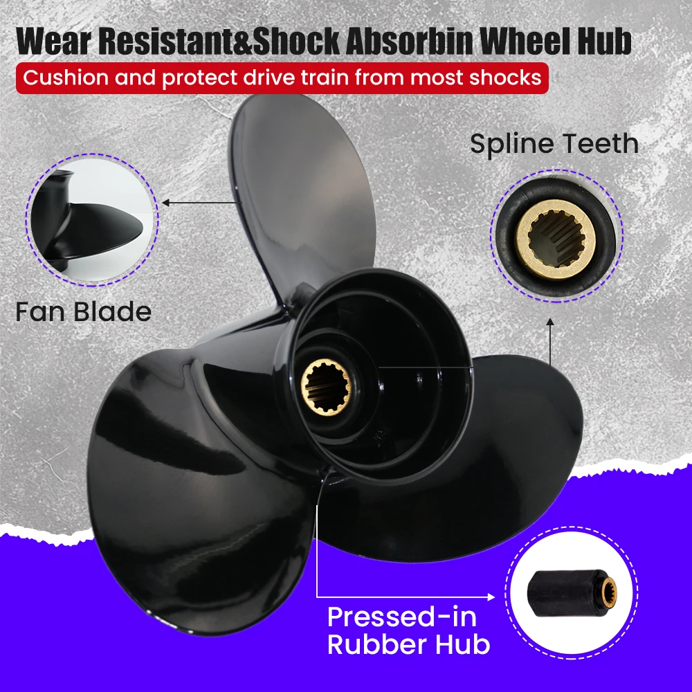 10 3/4x12 10 3/8x13 10 1/4x14  12 1/4x9 11 1/4x10 11x12 11x15 Outboard Propeller for Mercury 25-75HP Aluminum 3 Blade 13 Spline