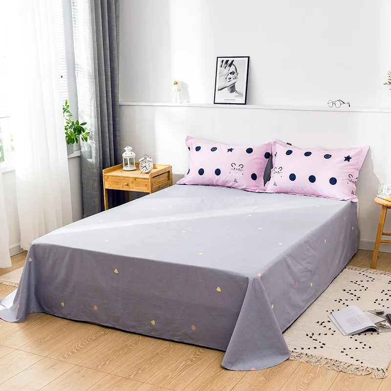 2023 New Long-staple Cotton Four-piece Bed Sheet Star And Moon Pattern Plain Cotton Bedding Light Luxury Style Pink Gray Color