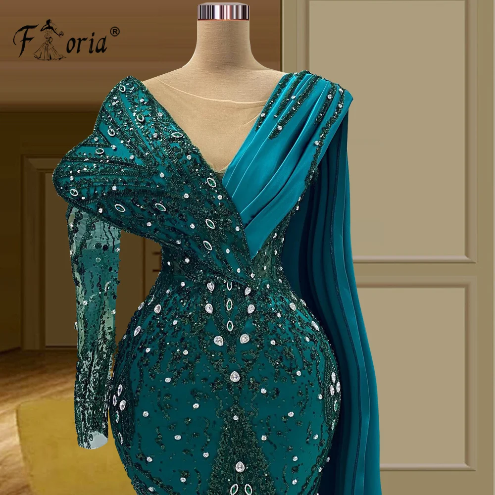 Perline Vintage abito da festa in cristallo occasione formale evento mantello strass sirena Eveing abito 2023 Dubai arabo Robe De Soiree