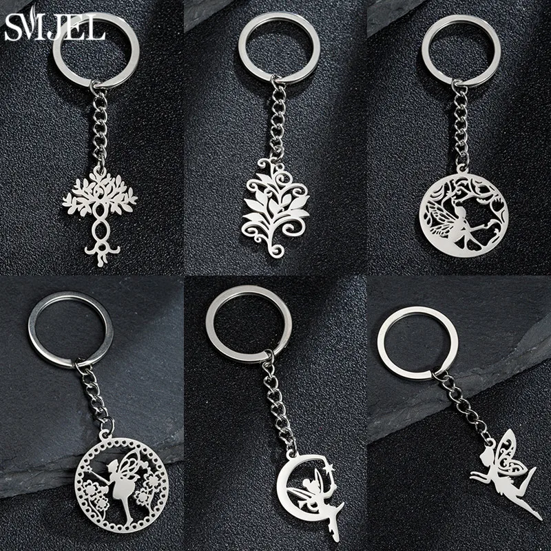 Mode fliegende Fee Schlüssel anhänger niedlichen Engel Mädchen Schlüssel anhänger Ring für Frauen Party Schmuck Edelstahl Schlüssel Auto Ring halter Geschenk