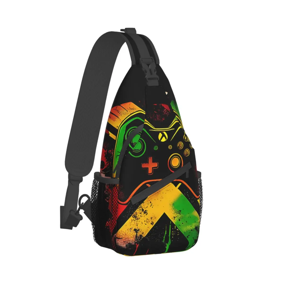 Black Gamers Character Logo X Crossbody Chest Bags Pockets Travel Pack Messenger Sports Teens Shoulder Bag Unisex