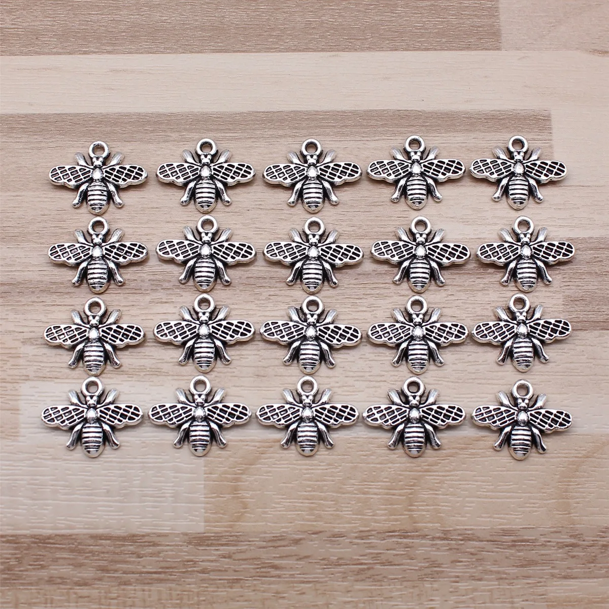 IFOCUS 20pcs/Lot Bee Charms For DIY Jewelry Making Zinc Alloy 18x14mm/0.71x0.55inch