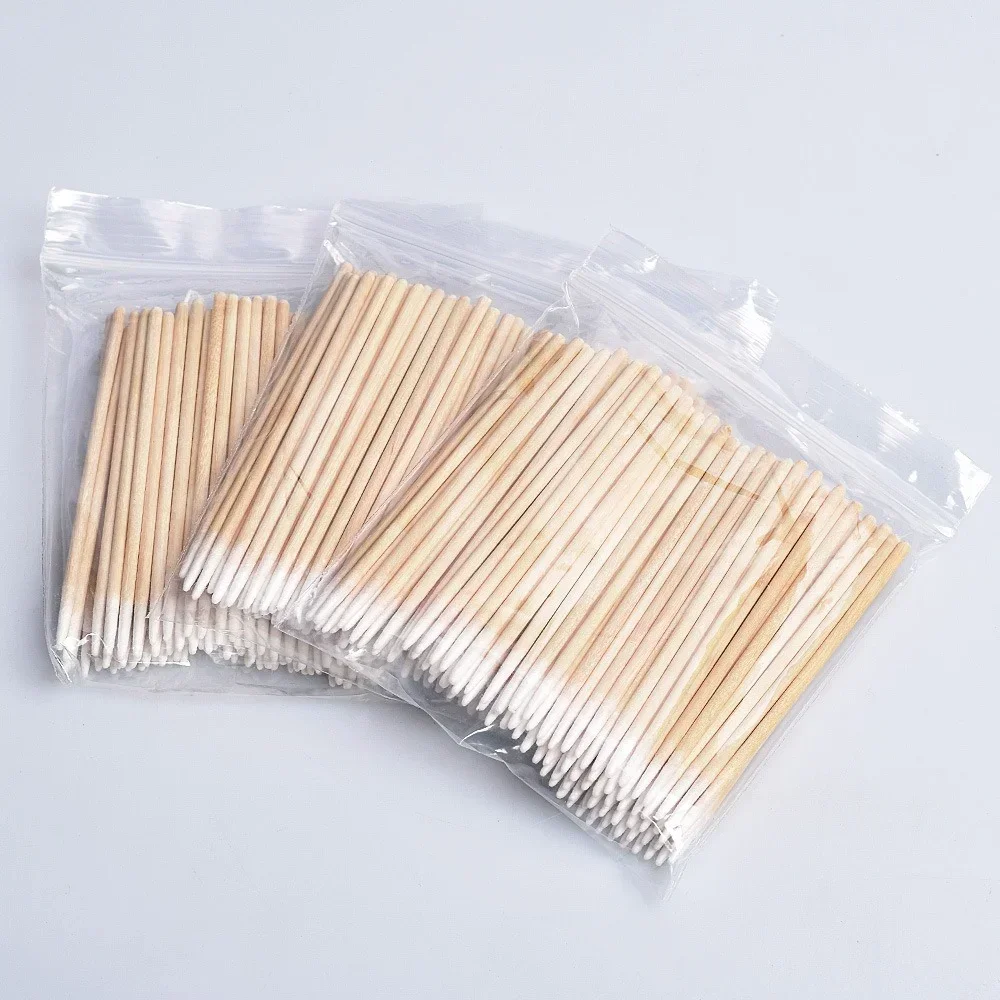 

100pcs Disposable Ultra-small Cotton Swab Lint Free Micro Brushes Wood Cotton Buds Swabs Eyelash Extension Glue Removing Tools