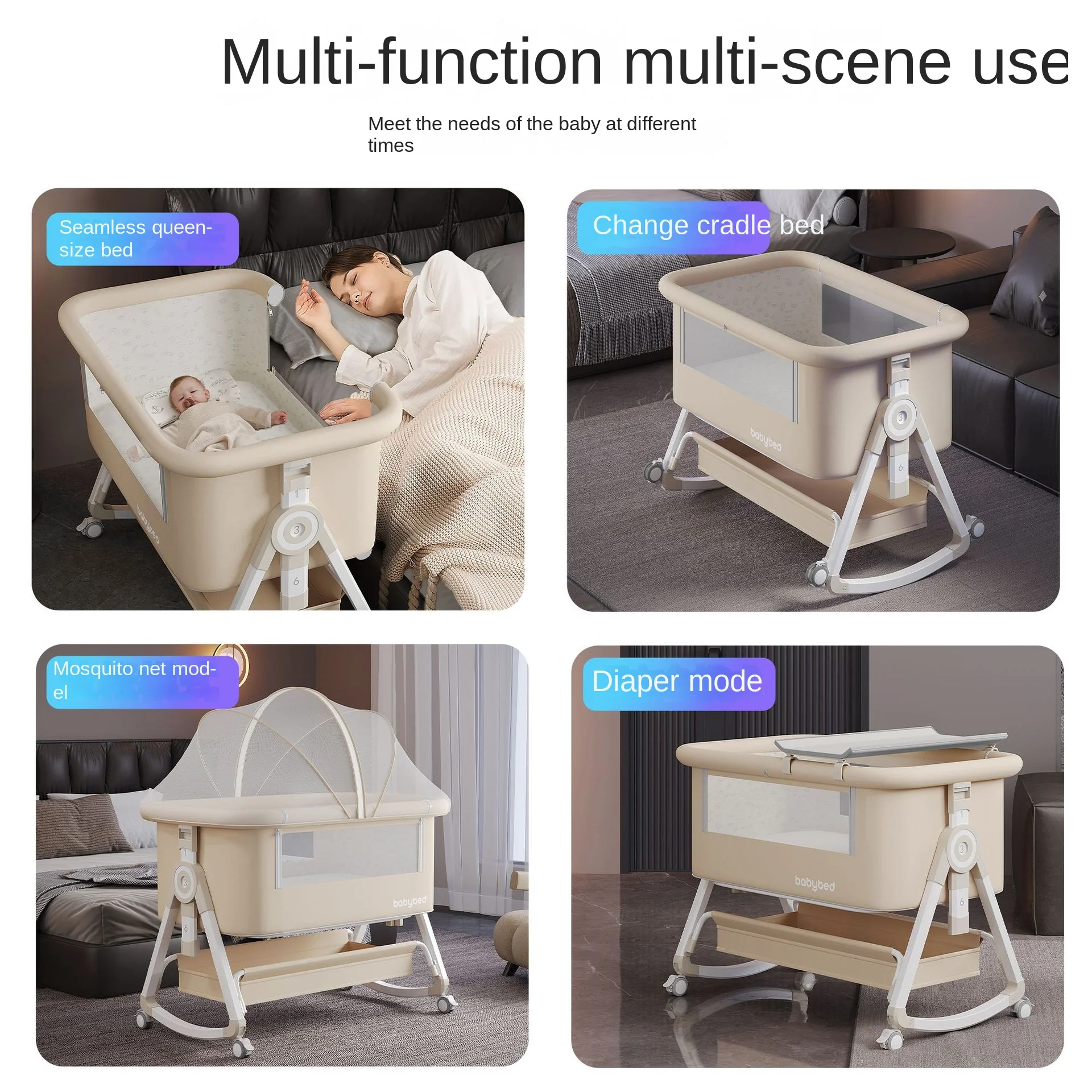 เปลเด็กอ่อนแบบพกพา ปรับระดับได - Baby Nursery Trolley บทวิจารณ์และราคา