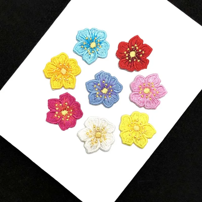 8 Stück, 3D-Blumen-Applikationen zum Aufbügeln, bestickte Patches, kleine florale Thermoklebefolien, DIY-Nähpatch für Jeans, Kleider – Detail 7