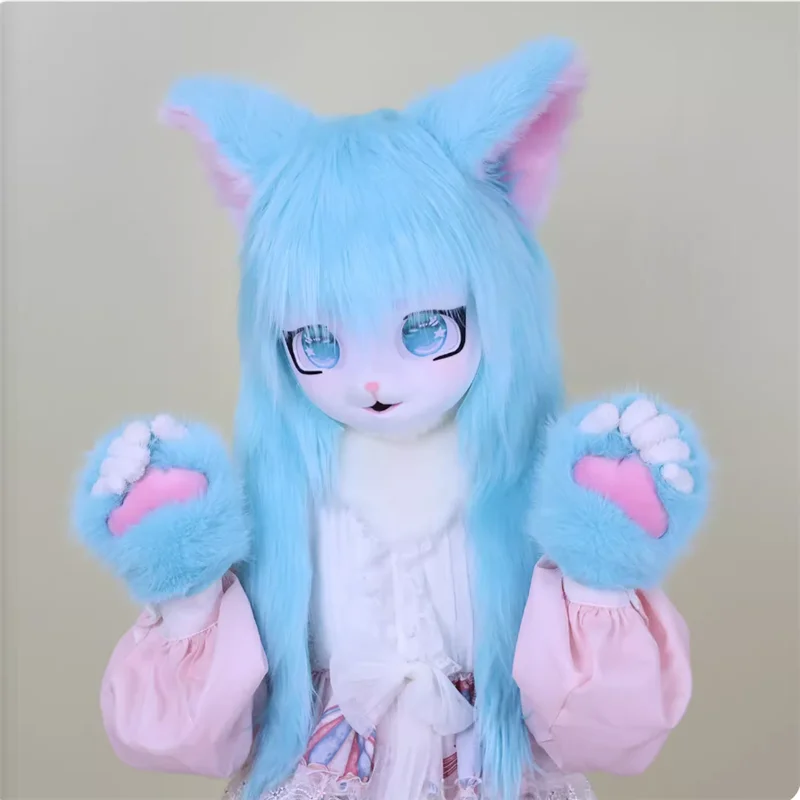 24 cores fursuit cosplay fone de ouvido peludo traje pata cabeça base comiket peludo kig kigurumi animal gato coelho besta máscara cosplay