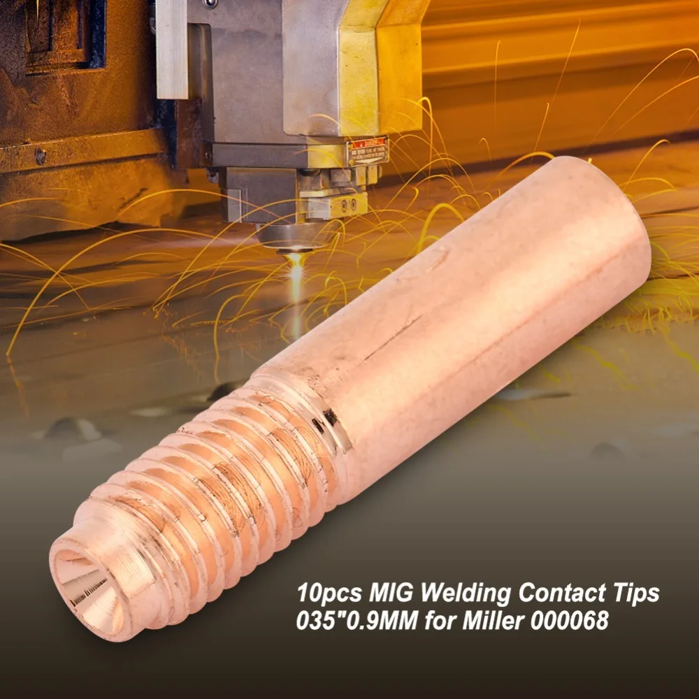 10 Pcs 0.9mm Size MIG Welding Contact Tips Copper Smooth Surface Welding Gun Tips Welder Consumables Kit Welding Gun Replacement