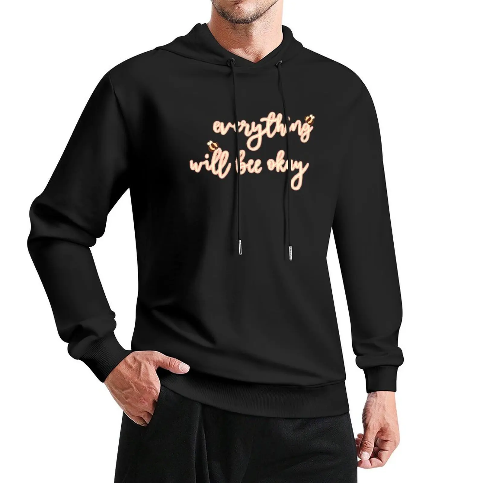 Everything Will Bee Okay Lettering Pullover Hoodie korean style clothes hoodie man