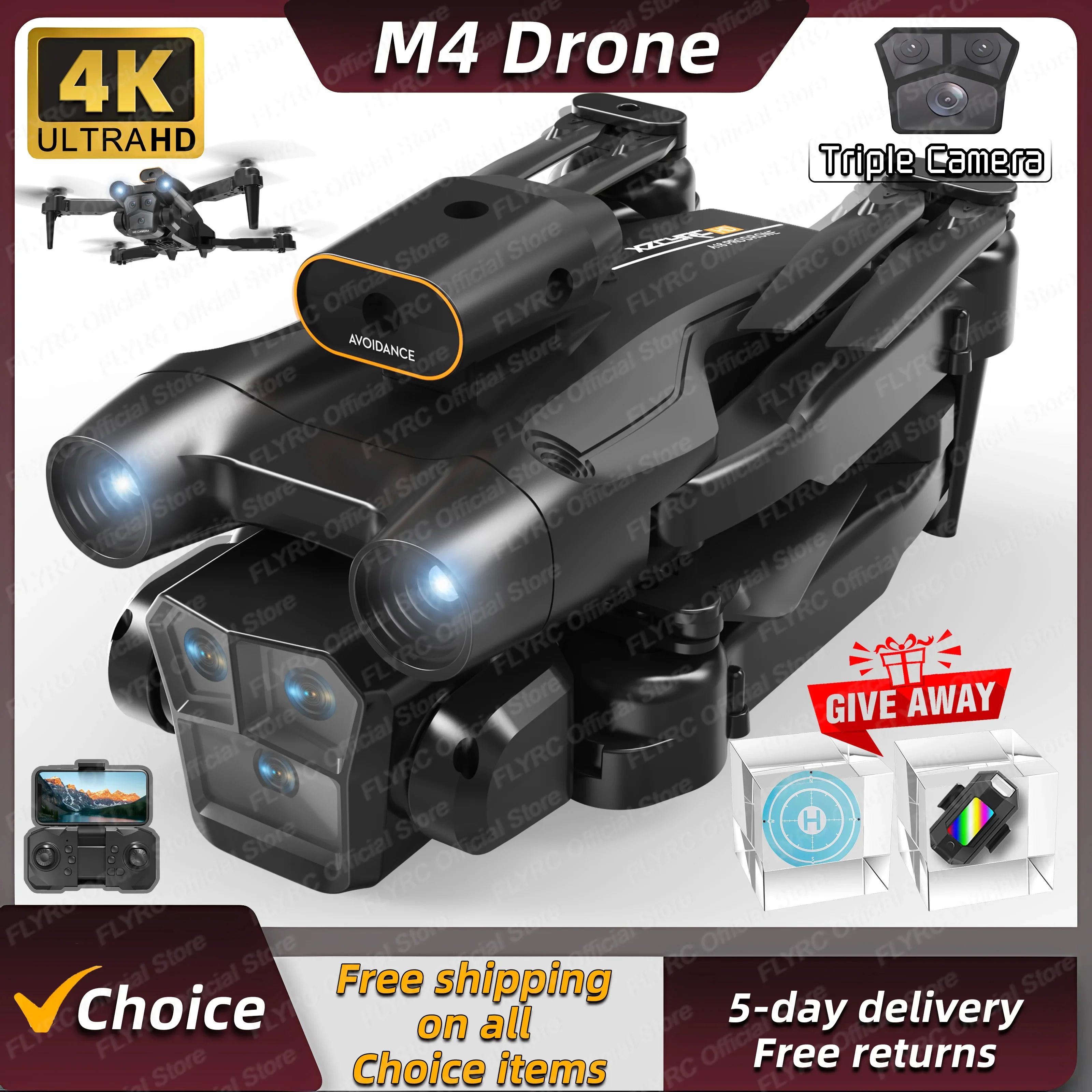 Nuovo M4 RC Drone 4K Professinal con grandangolare Triple HD Camera pieghevole RC elicottero WIFI FPV altezza tenere grembiule vendere