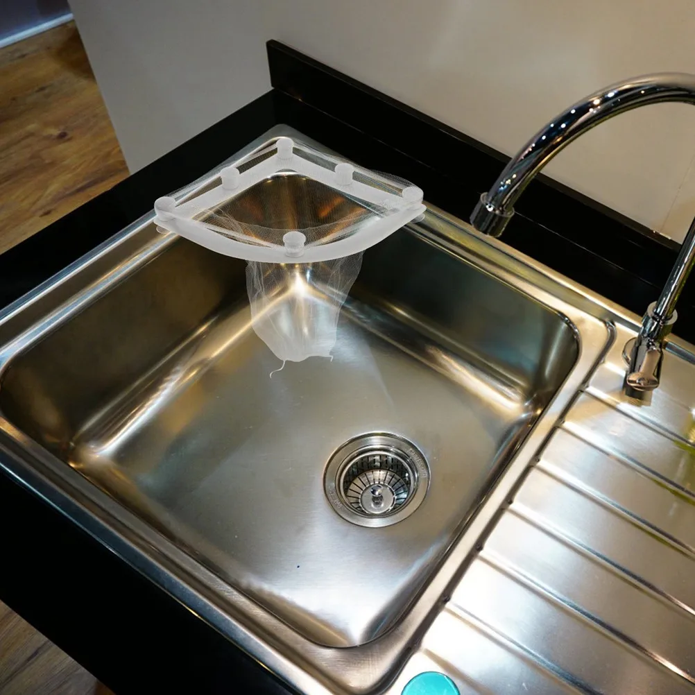 

1Set Sink Triangle Strainer Set Heavy Duty PP Construction Space Saving Corner Design for Kitchen Drainage Filtering and Storage