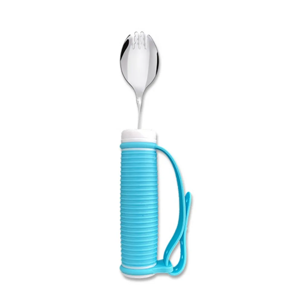 Anti-Shake Elderly Auxiliary Tableware Ergonomic Safe Feeding Stainl Steel Fork and Spoon Easy To Use Angle Adjustable