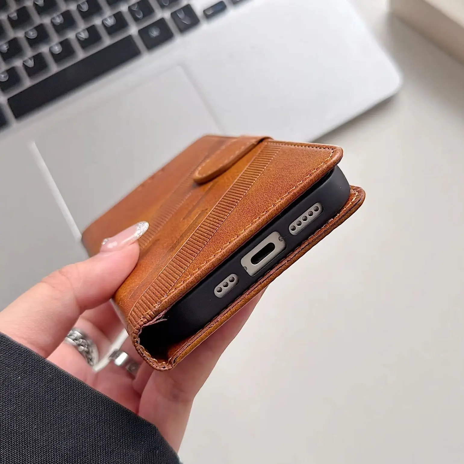 Flip Wallet PU Leather Phone Case For iPhone 17 E 16 15 14 13 12 11 Pro Max Plus Card Slot Bracket Business Matte Protect Cover view 3