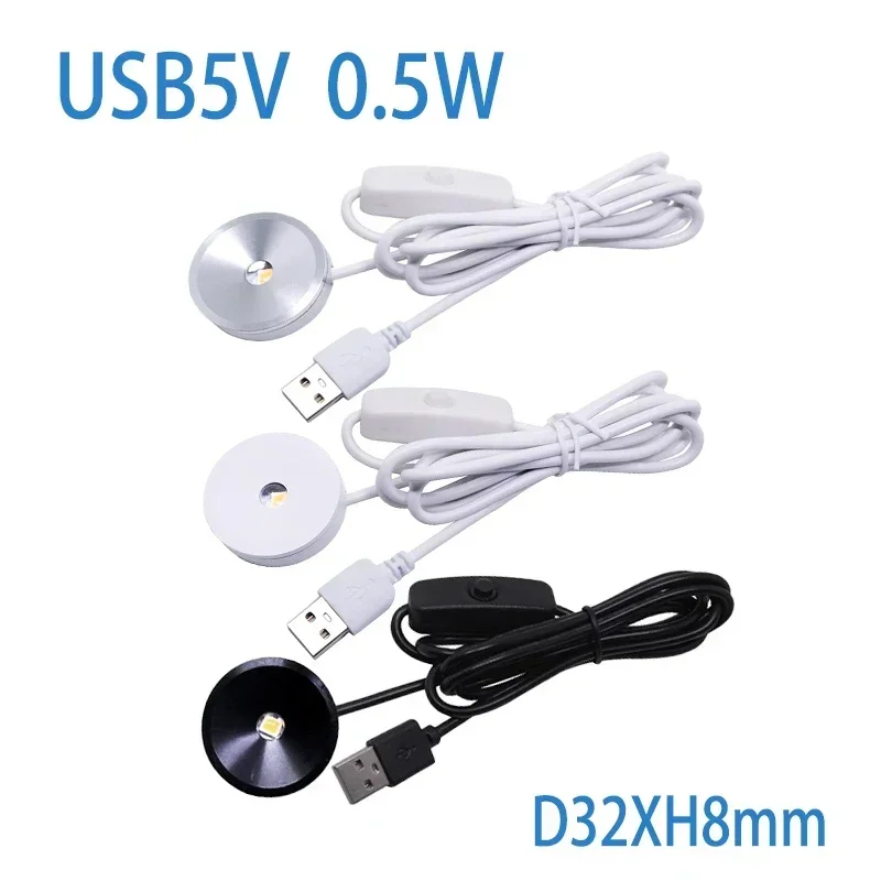 

Small Spotlight Indoor 1w 8mm Simple night Lamp With 5V USB Switch Mini Ceiling Light Jewelry Collection Display Cabinet