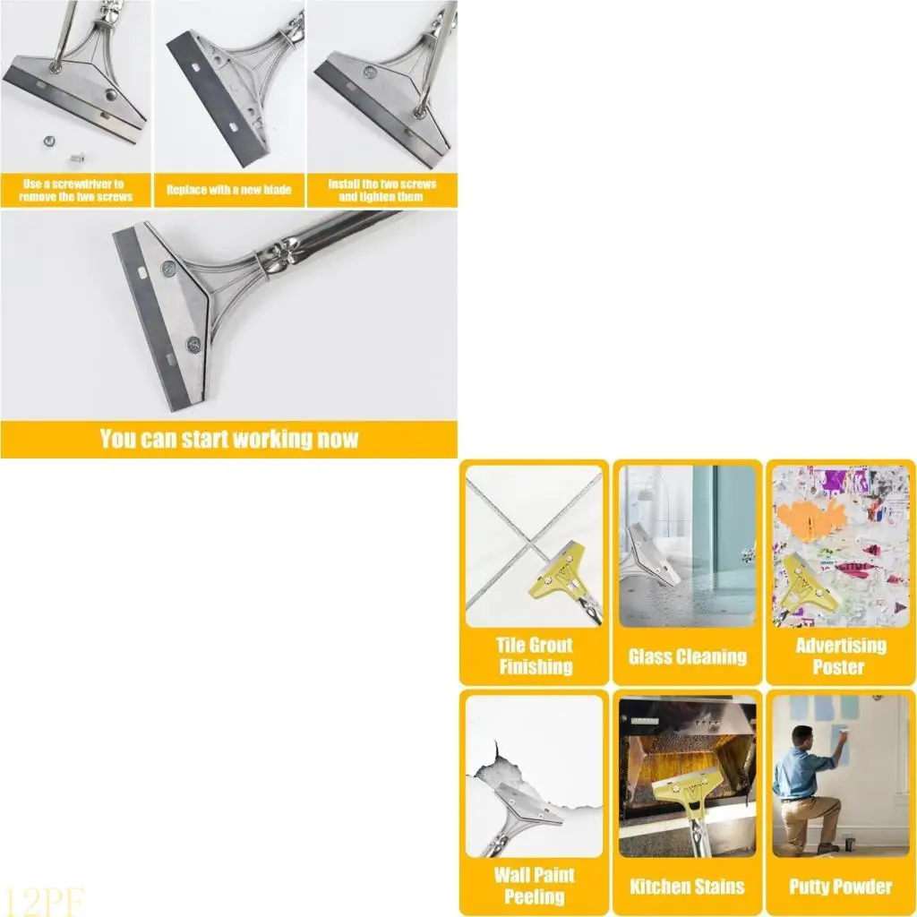 12PF Multiple Surfaces Scraping Tool 30 Sharpened Blade Stainless Steel Construction Home Improvement