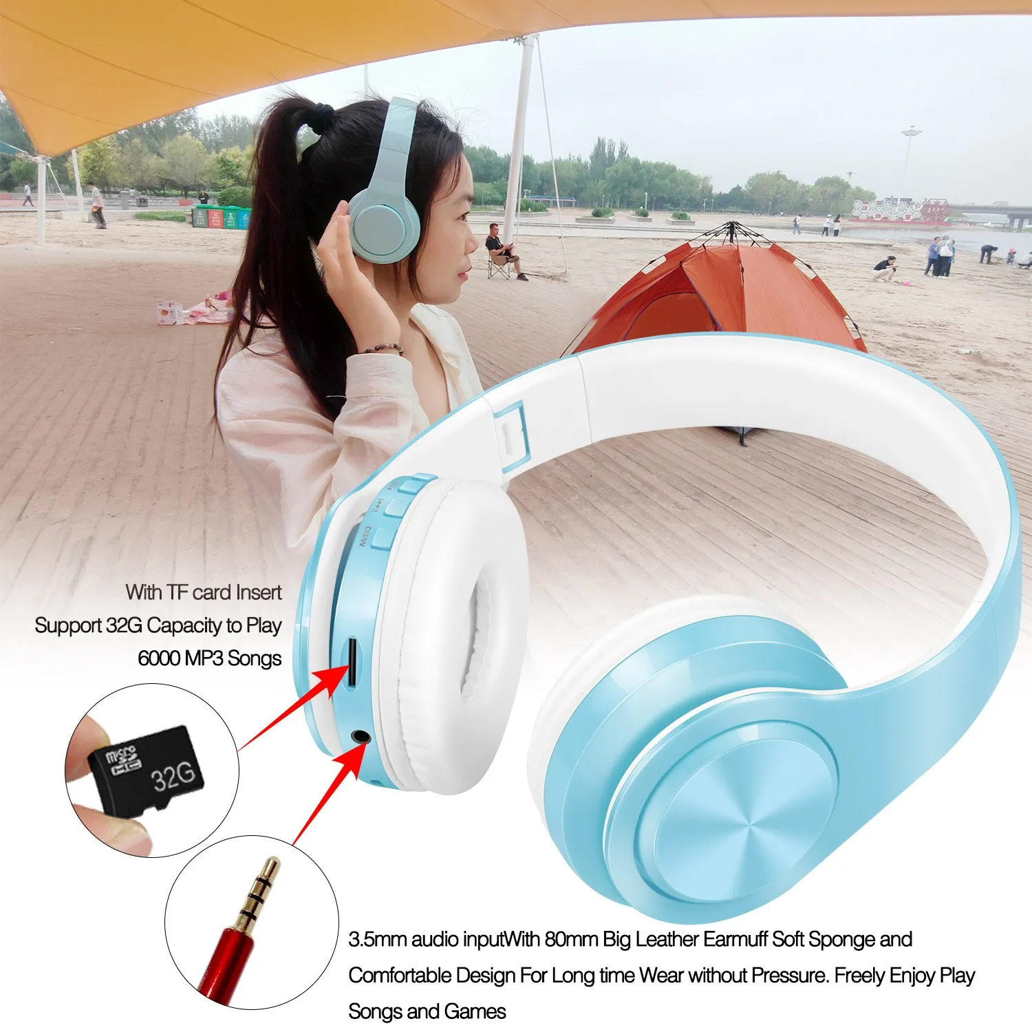 2025, neuer Stil, Macaron, warme Farbe, kabelloser Bluetooth-Kopfhörer, Stereo-Stirnband-Headset, unterstützt FM-MP3-Mikrofon für mobiles Tablet