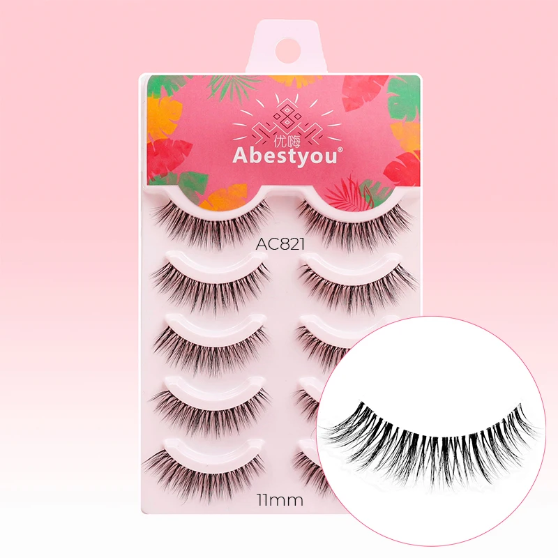 

Abestyou Hot 5d 5 Pairs Wispy Fluffy Soft Invisible Mink Natural Lashes Upper Eyelashes Fox Eye Full sStrip Lash Mmakeup Tools