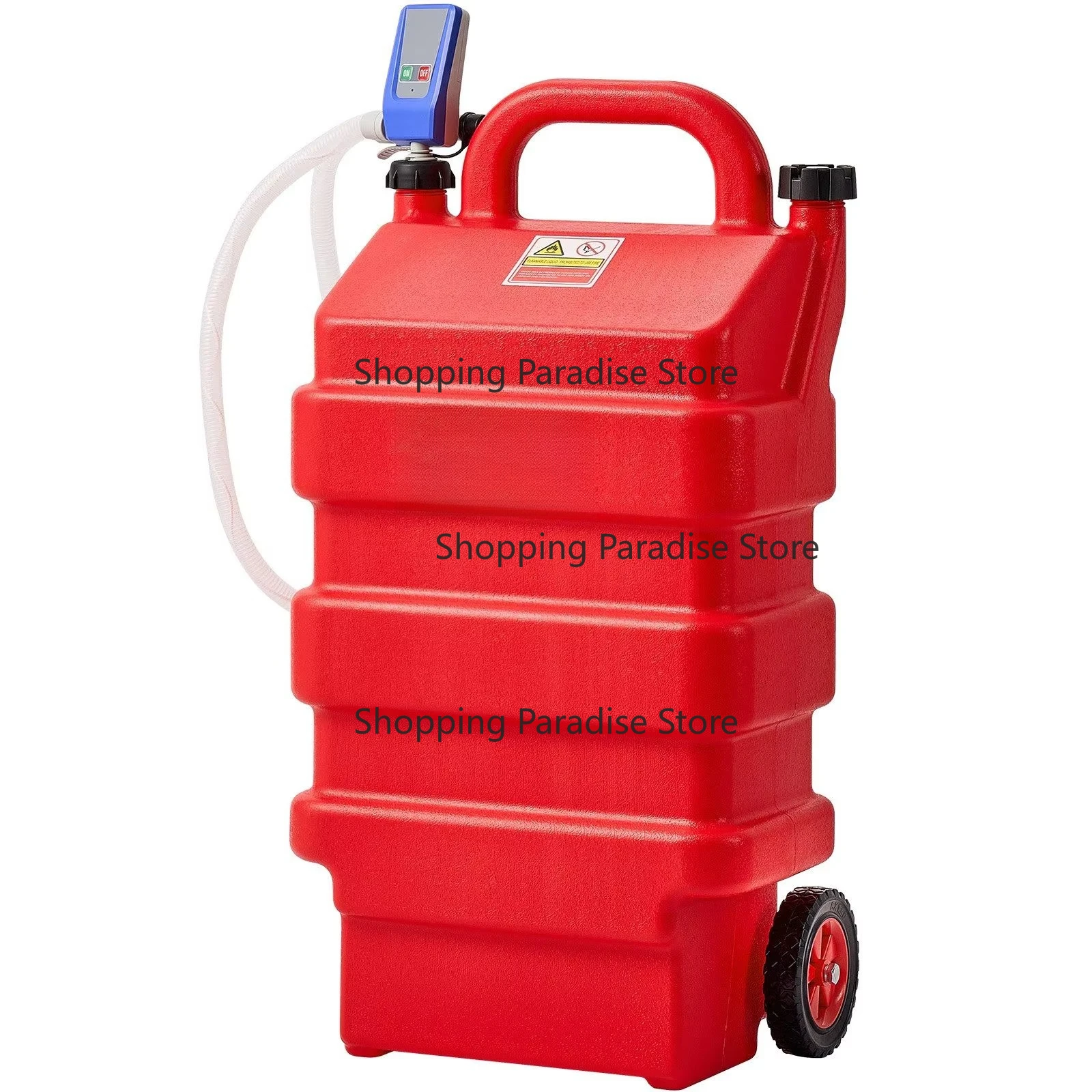 16-Gallon Portable 12V DC Fuel Transfer Pump Auto-Stop Sensor Die-sel G-asoline Red Nozzle Tank Adapters 4 Ft Delivery Hose Fuel