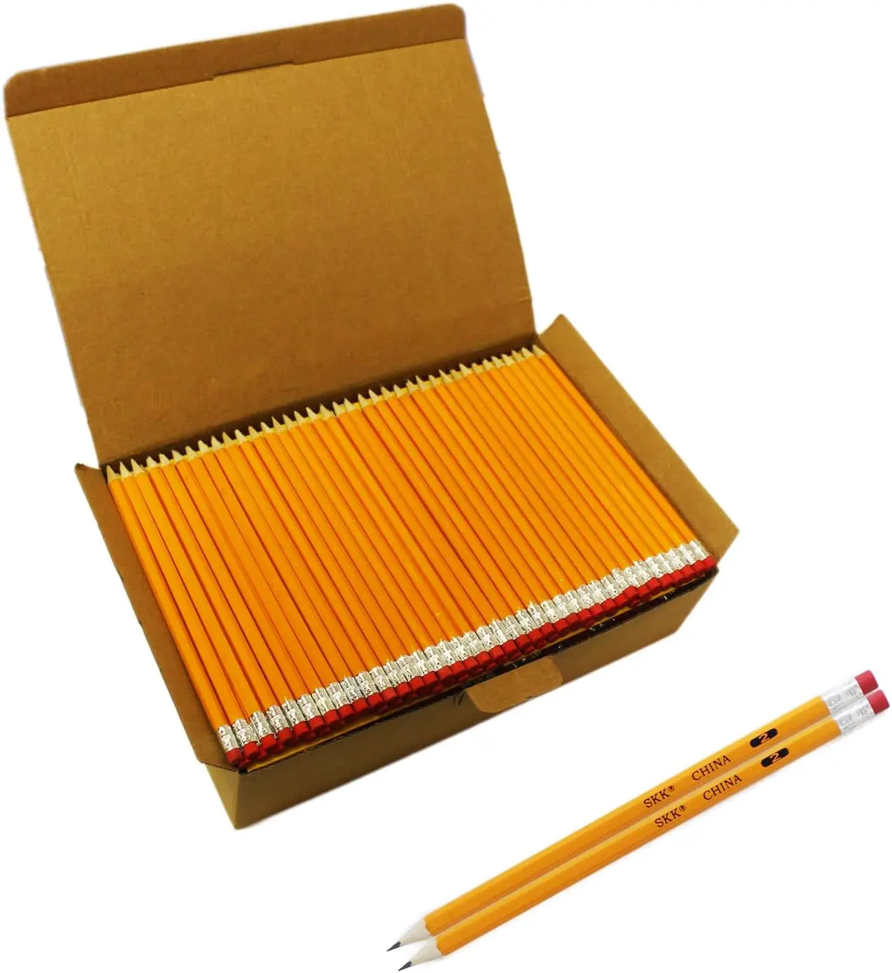 

200 Pre-sharpened #2 HB Pencils Bulk, Yellow with Erasers for School Office Writing Drawing