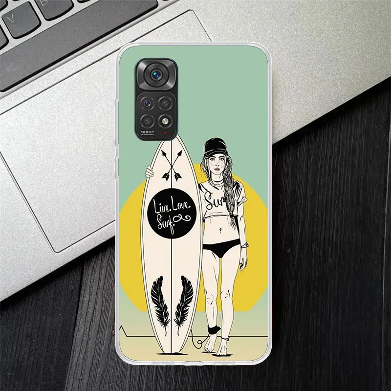 Surf Board Aesthetic Phone Case For Xiaomi Redmi Note 13 12 12S 11 11S 10 10S 11E Pro Plus 11T 9 9S 8 8T 7 5 + Cover Fundas