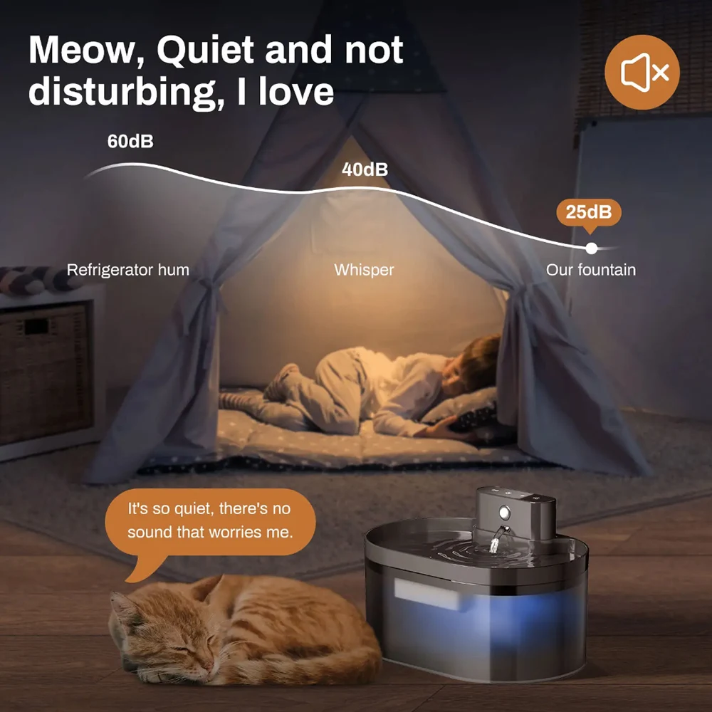 

2.2L Wireless Cat Water Fountain Battery Operated Automatic Pet Water Fountain With Motion Sensor Dog Cat Water Dispenser Bowl
