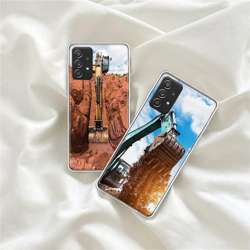 Excavating Machinery Bulldozer Man Phone Case For Samsung A01 A02S A03 A03S A04 A04S A55 A35 A25 A15 Galaxy A05S S8 J8 J6 J4 S7