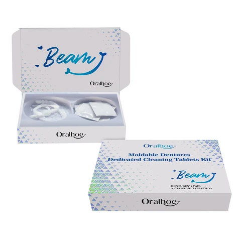 Imagen 2 del producto Juego de dentaduras postizas ajustables, pegamento sólido moldeable para dientes, reparación rota de huecos, cubierta para dientes postizos superiores e inferiores, tabletas de limpieza