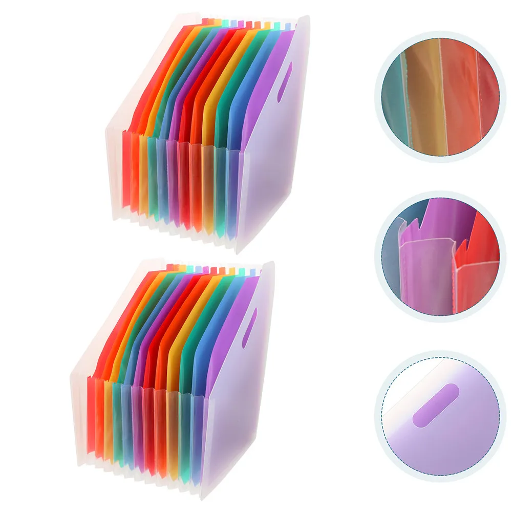 

2Pcs File Folder Diagonal Accordion Expanding Standing Document Organizer Large Capacity Receipt Bill Paper Storage Desktop