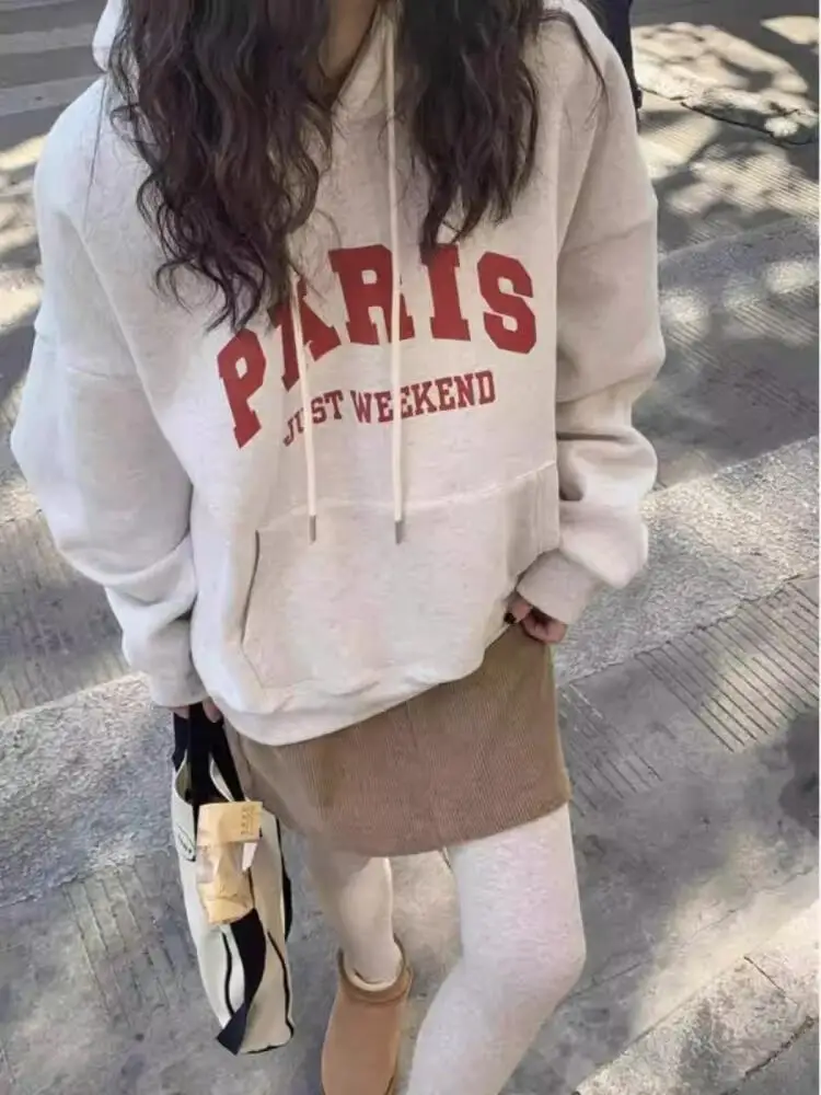 

Толстовка унисекс в американском стиле ретро, повседневная толстовка с длинным рукавом и буквенным принтом, осень-зима, свободный пуловер для мужчин и женщин, мода