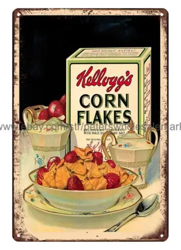 1940s kellogg's corn flakes food American breakfast metal tin sign Office decor