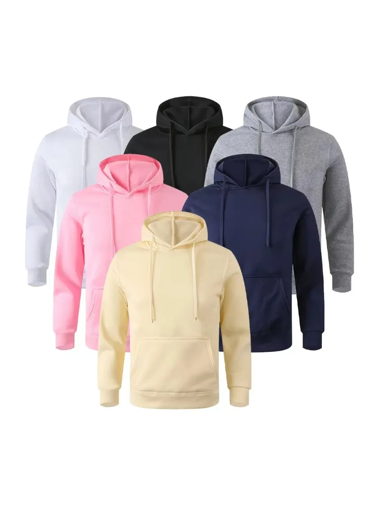 Herren Damen Einfarbiger Kapuzenpullover Oversized Pullover mit Tasche Fitness Sport Streetwear Oberteile, in verschiedenen Farben erhältlich – Detail 2