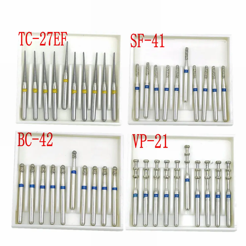 10pcs/box Diamond Dental Burs Drill FG Diamond 1.6mm Shank for High Speed Handpiece Burs Dental Diamond Burs