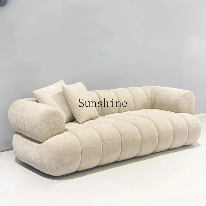 Nordic cream style modern simple living room straight row fabric lamb wool sofa