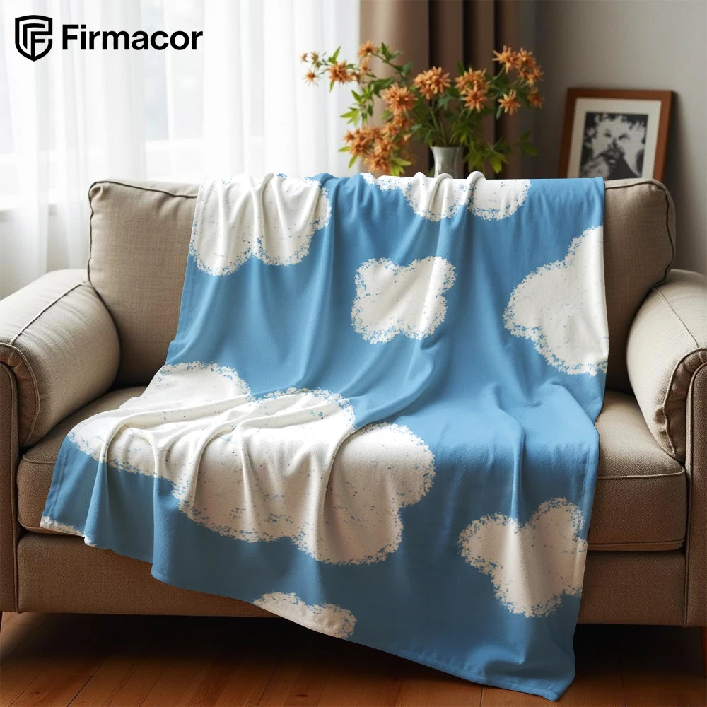 Chalky Cloud Cartoon Anime Print Flannel Blanket Soft Warm Throw for Kids Bedroom Sofa Christmas Office Car