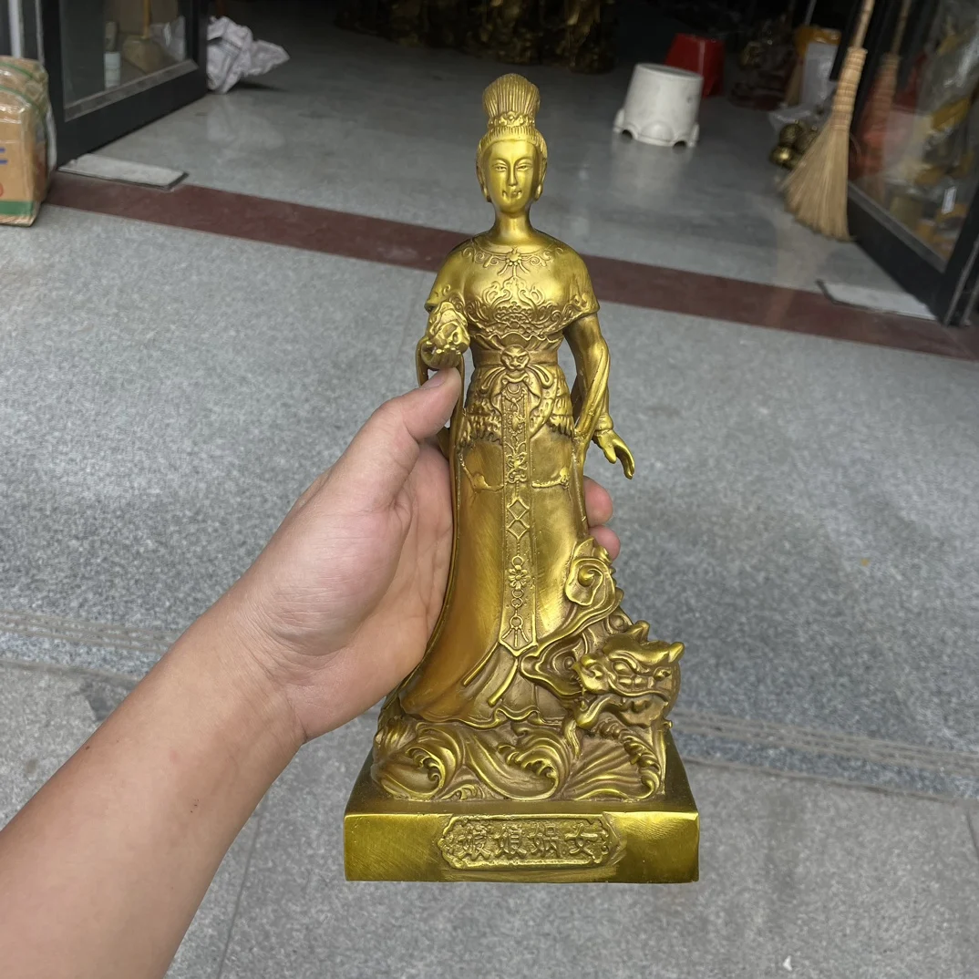 Old Xizang Folk Collection Old Brass Goddess N ü wa Divine Carving Immorta Statue Save the people Worship Hall Town house